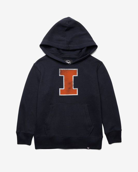 ILLINOIS FIGHTING ILLINI DISTRESSED IMPRINT '47 KID'S HEADLINE HOOD