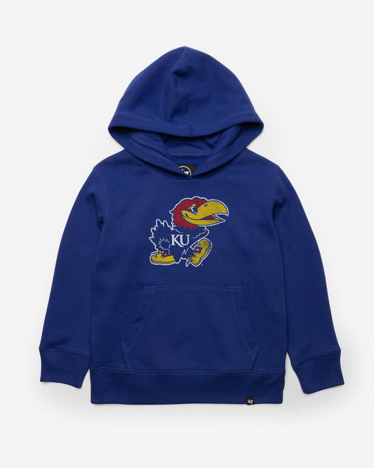 KANSAS JAYHAWKS DISTRESSED IMPRINT '47 KID'S HEADLINE HOOD